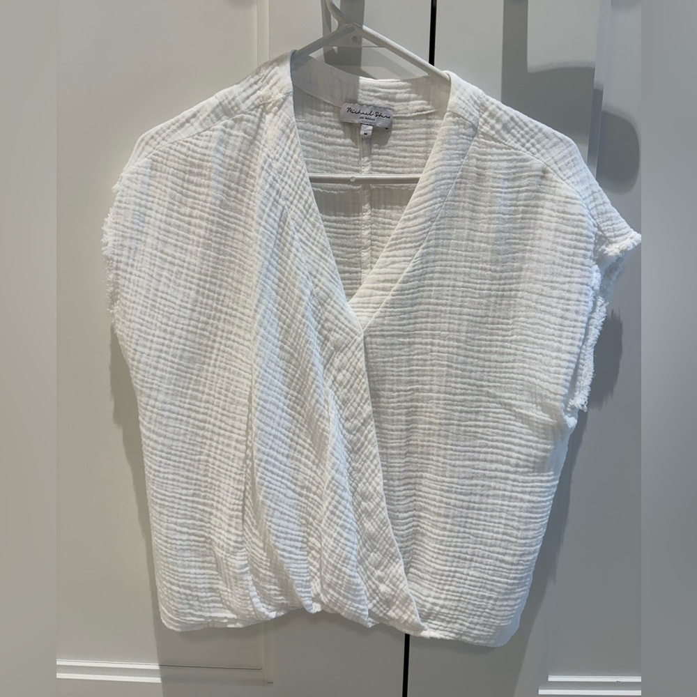 Michael Stars Evie Faux Wrap Top- White